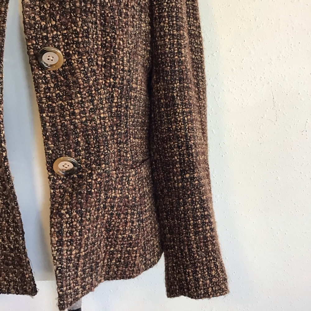 Jones New York Women Vintage Brown & Black Tweed Business Blazer Jacket Size 10 - Picture 6 of 11